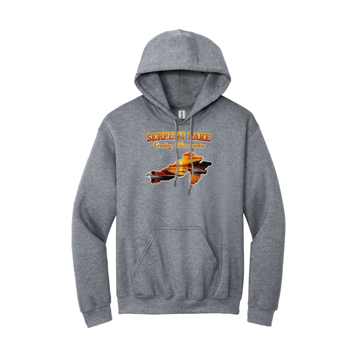Serpent Lake design on Gray hoodie