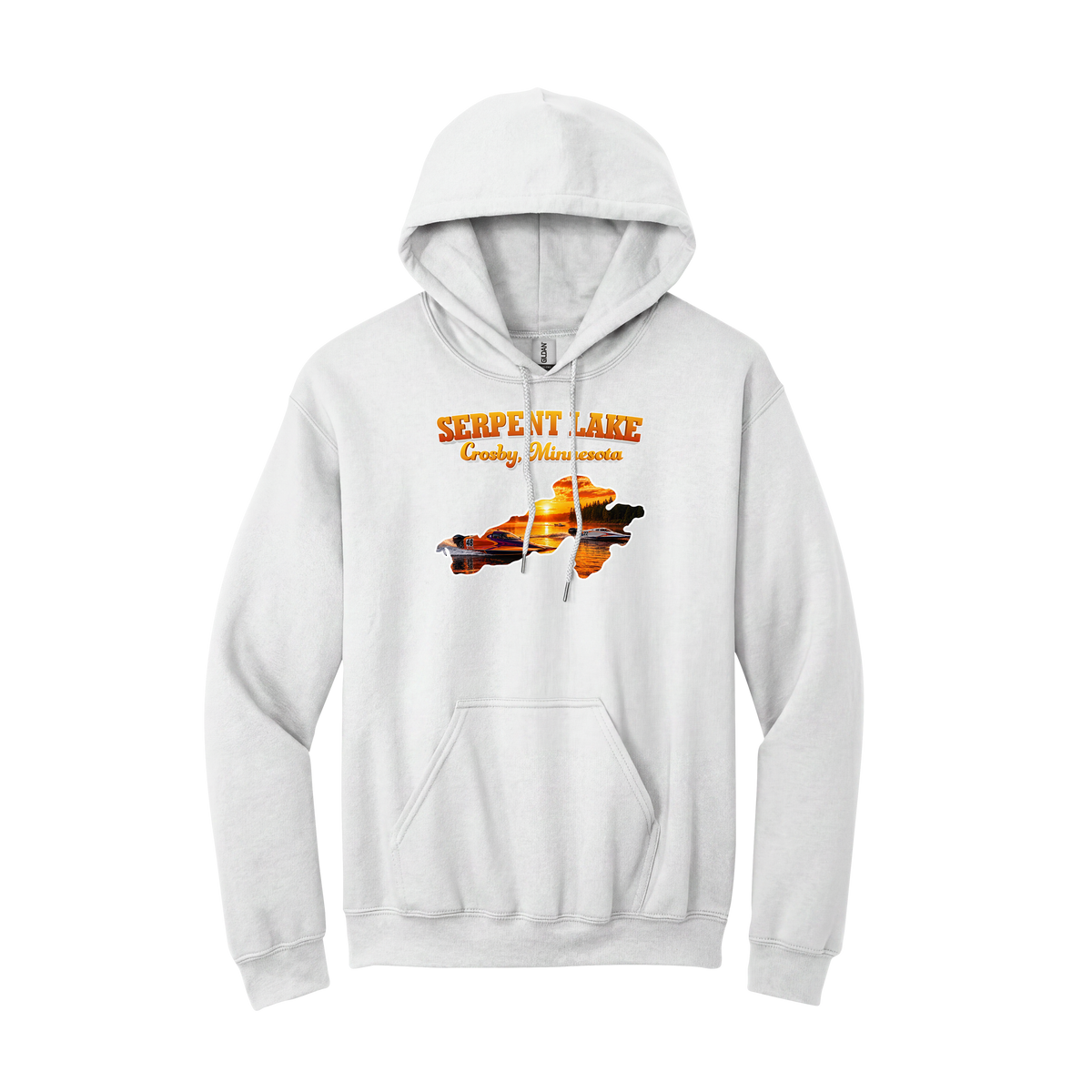 Serpent Lake design on White hoodie