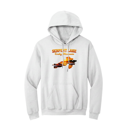 Serpent Lake design on White hoodie