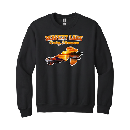 Serpent Lake design on Black crewneck sweatshirt