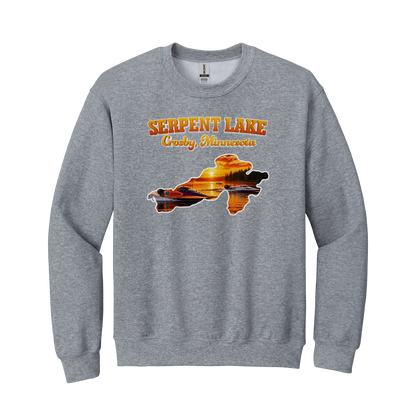 Serpent Lake design on Gray crewneck sweatshirt