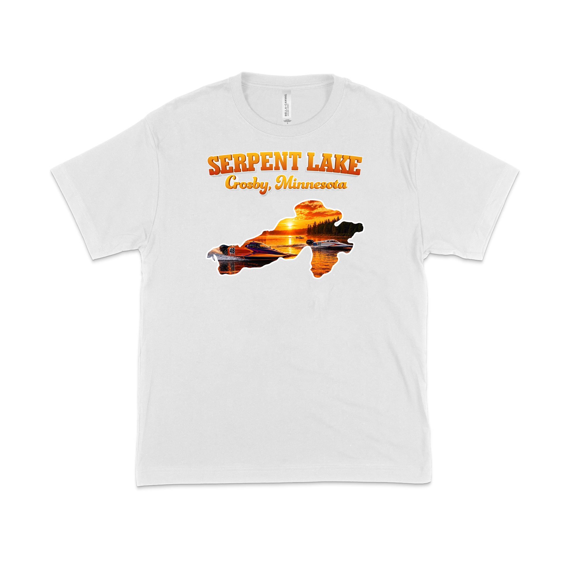 Serpent Lake design on White T-shirt