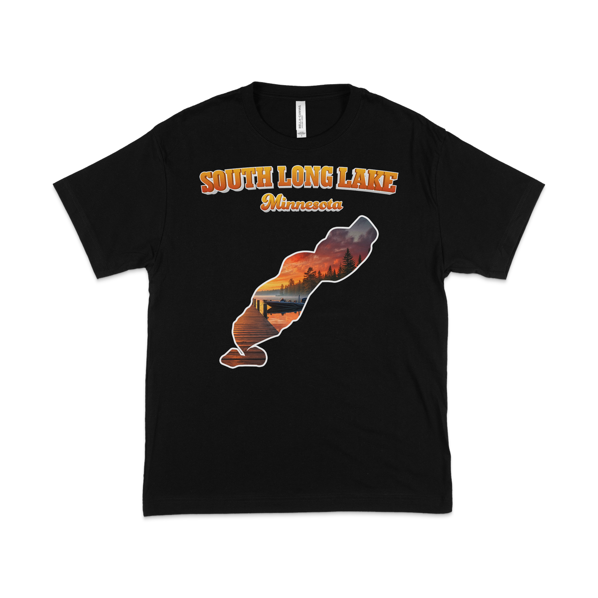 South Long Lake design on Black T-shirt