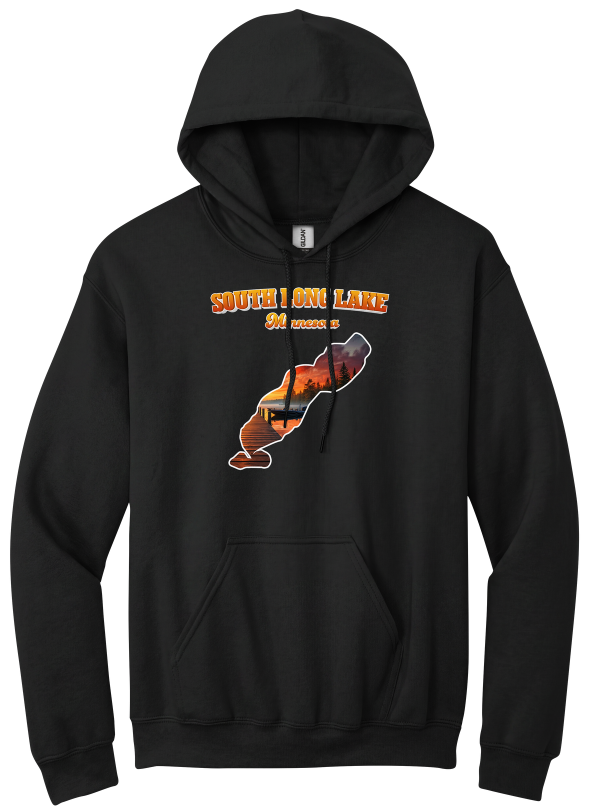 South Long Lake design on Black hoodie