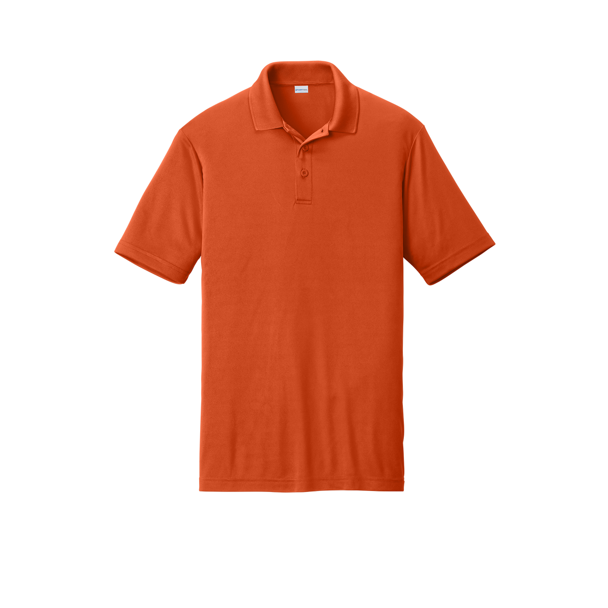 Custom men's Sport-Tek PosiCharge Competitor polo in Deep Orange, front view