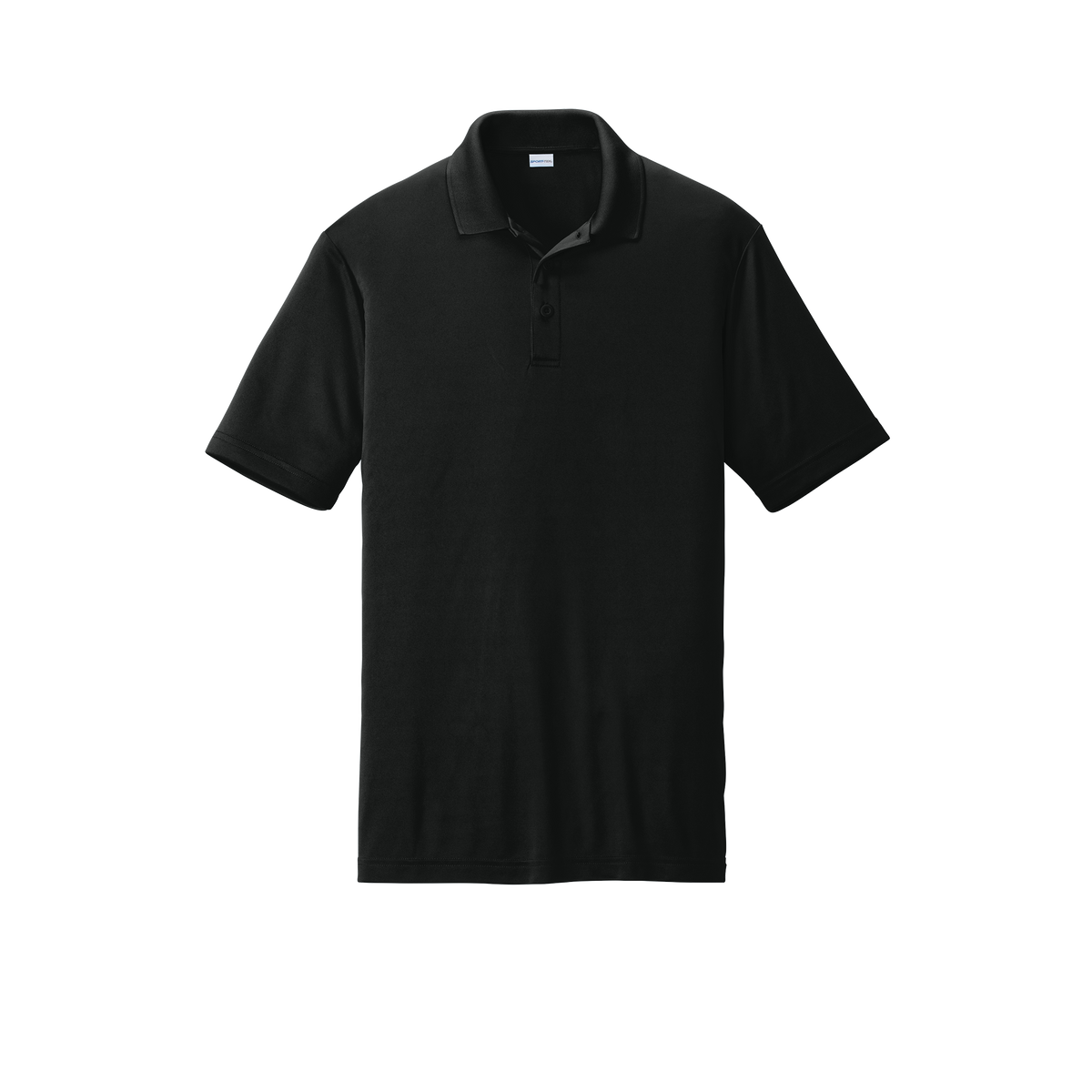 Custom men's Sport-Tek PosiCharge Competitor polo in Black, front view