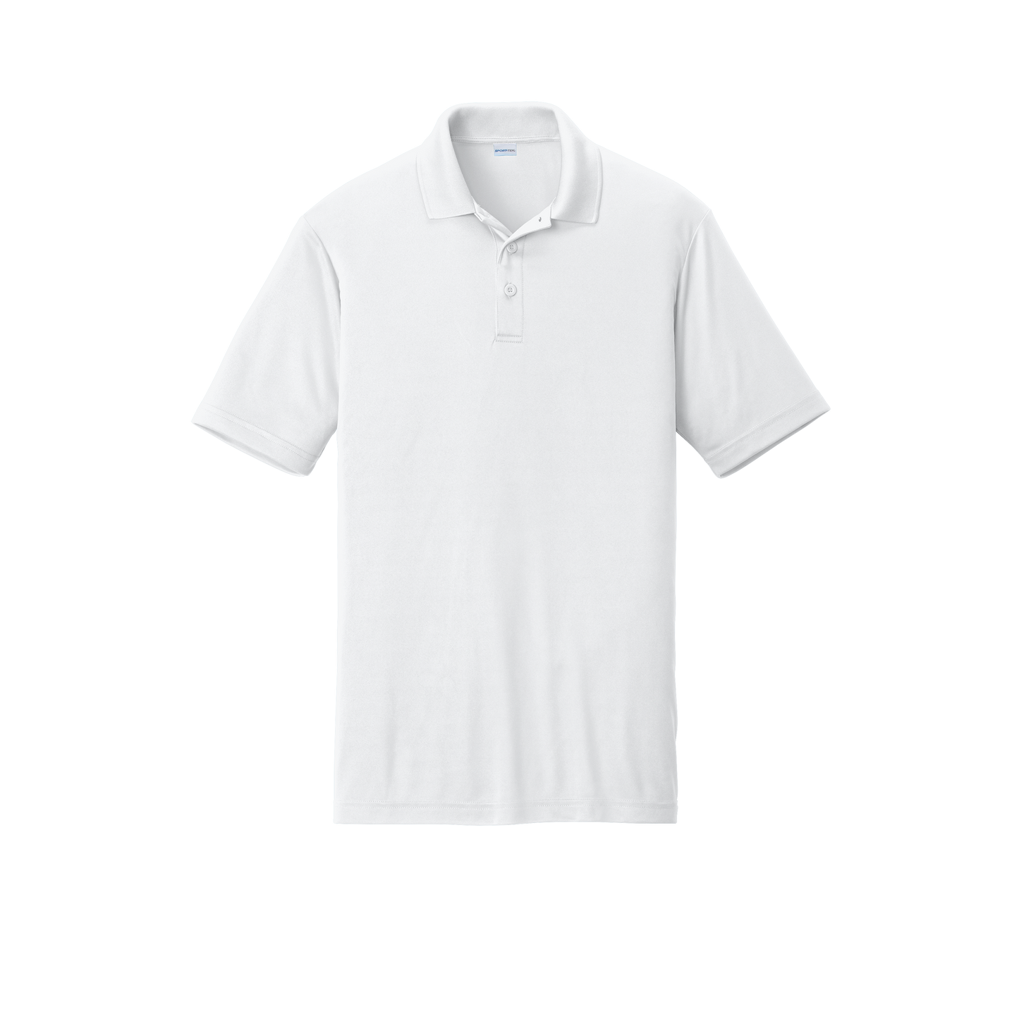 Custom men's Sport-Tek PosiCharge Competitor polo in White, front view