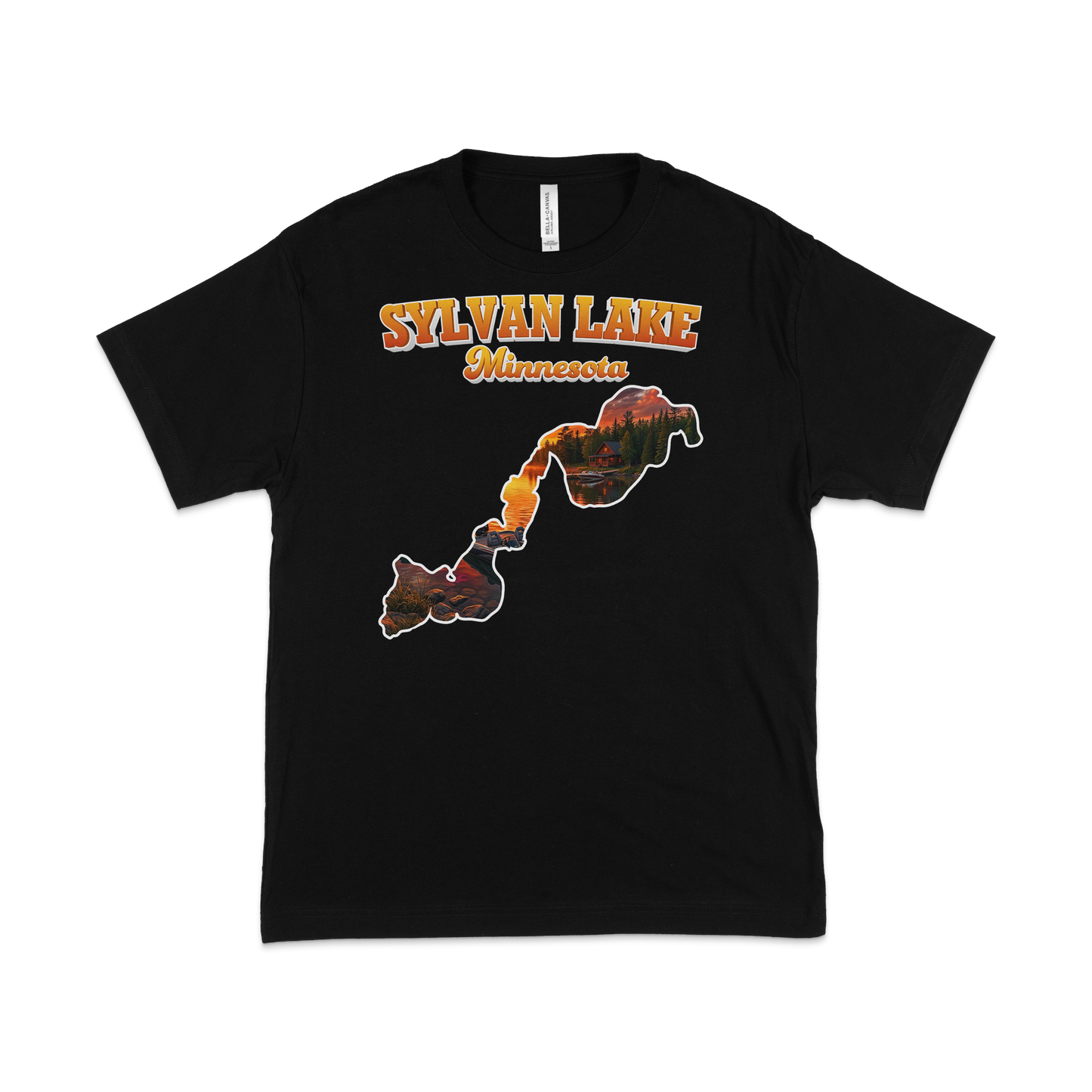 Sylvan Lake design on Black T-shirt