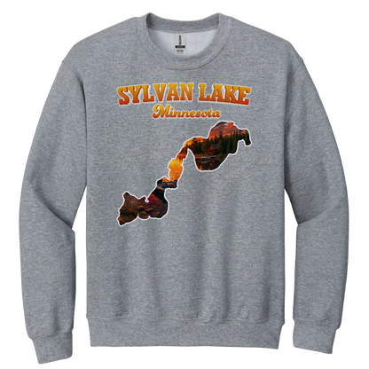 Sylvan Lake design on Heather Grey crewneck sweatshirt