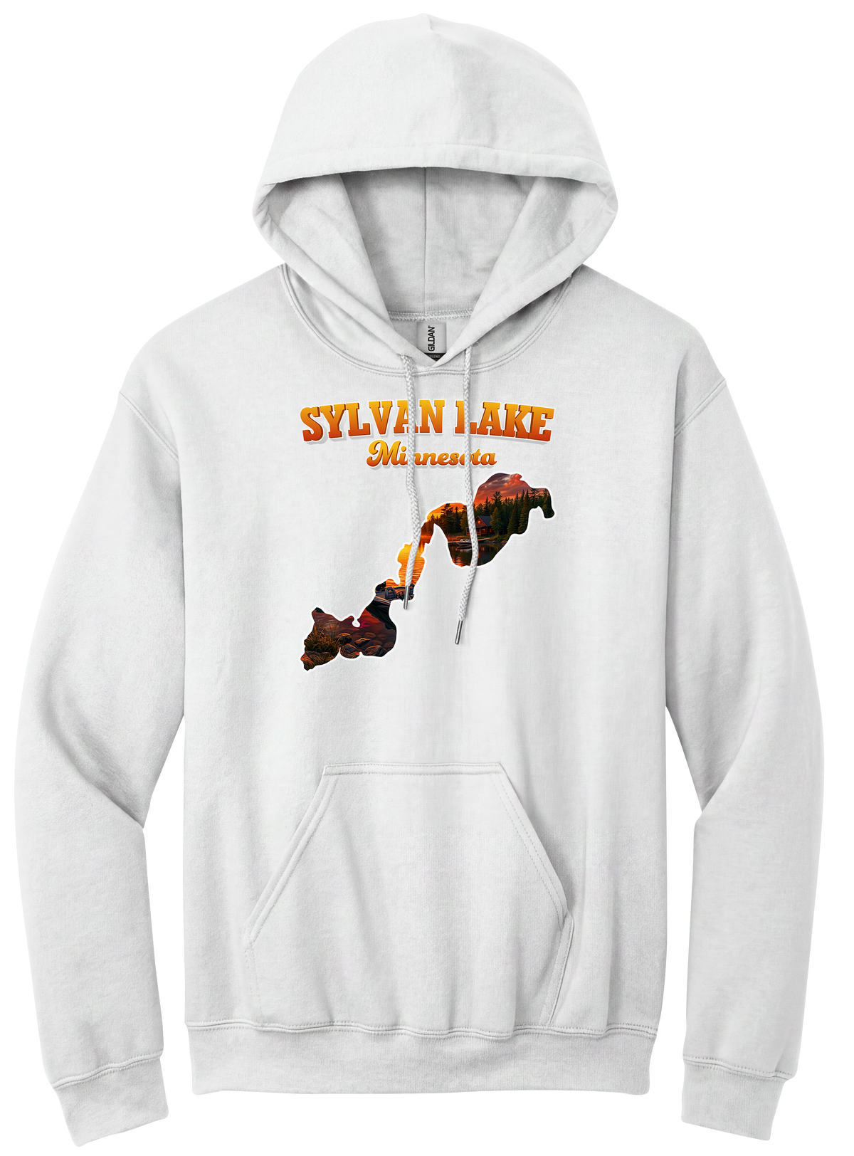 Sylvan Lake design on White hoodie