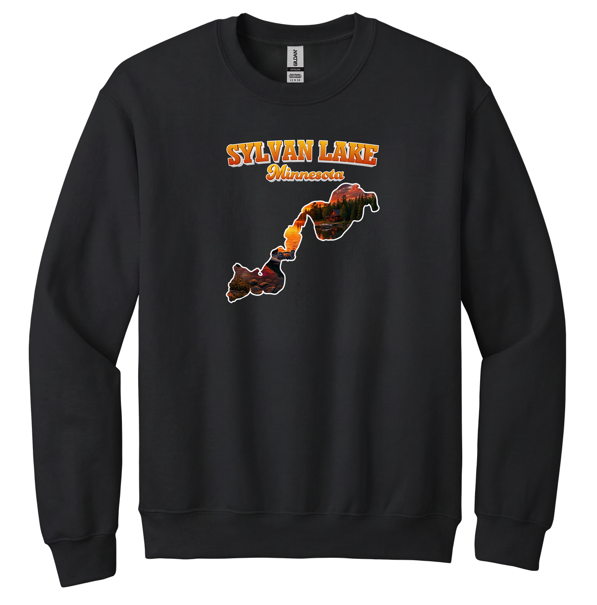 Sylvan Lake design on Black crewneck sweatshirt