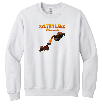 Sylvan Lake design on White crewneck sweatshirt