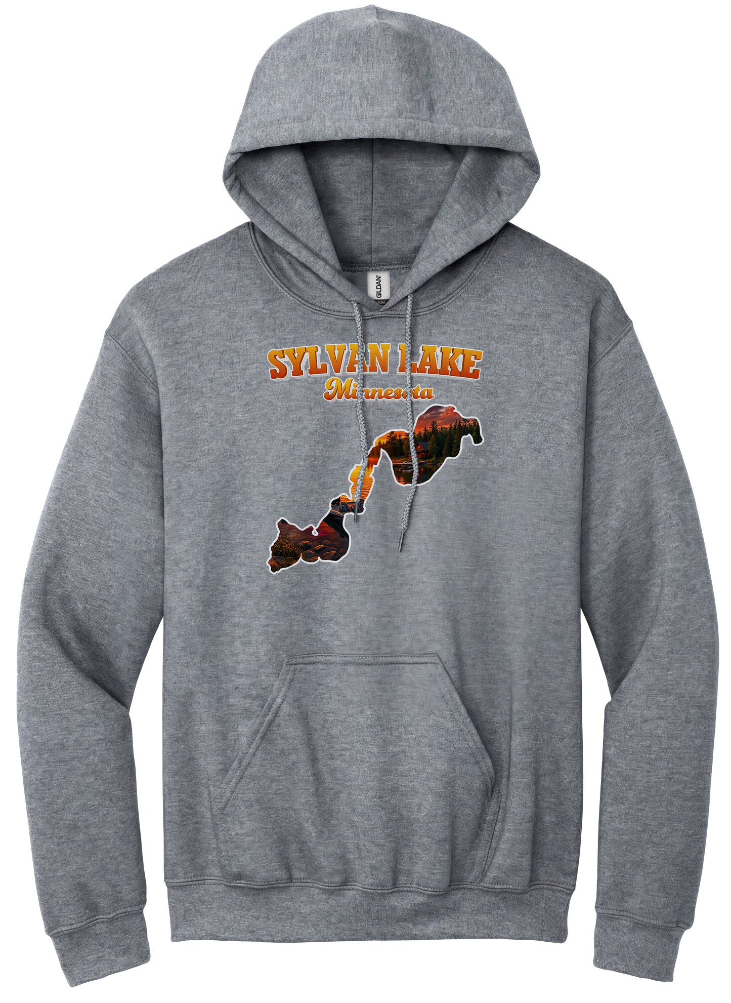 Sylvan Lake design on Heather Grey hoodie