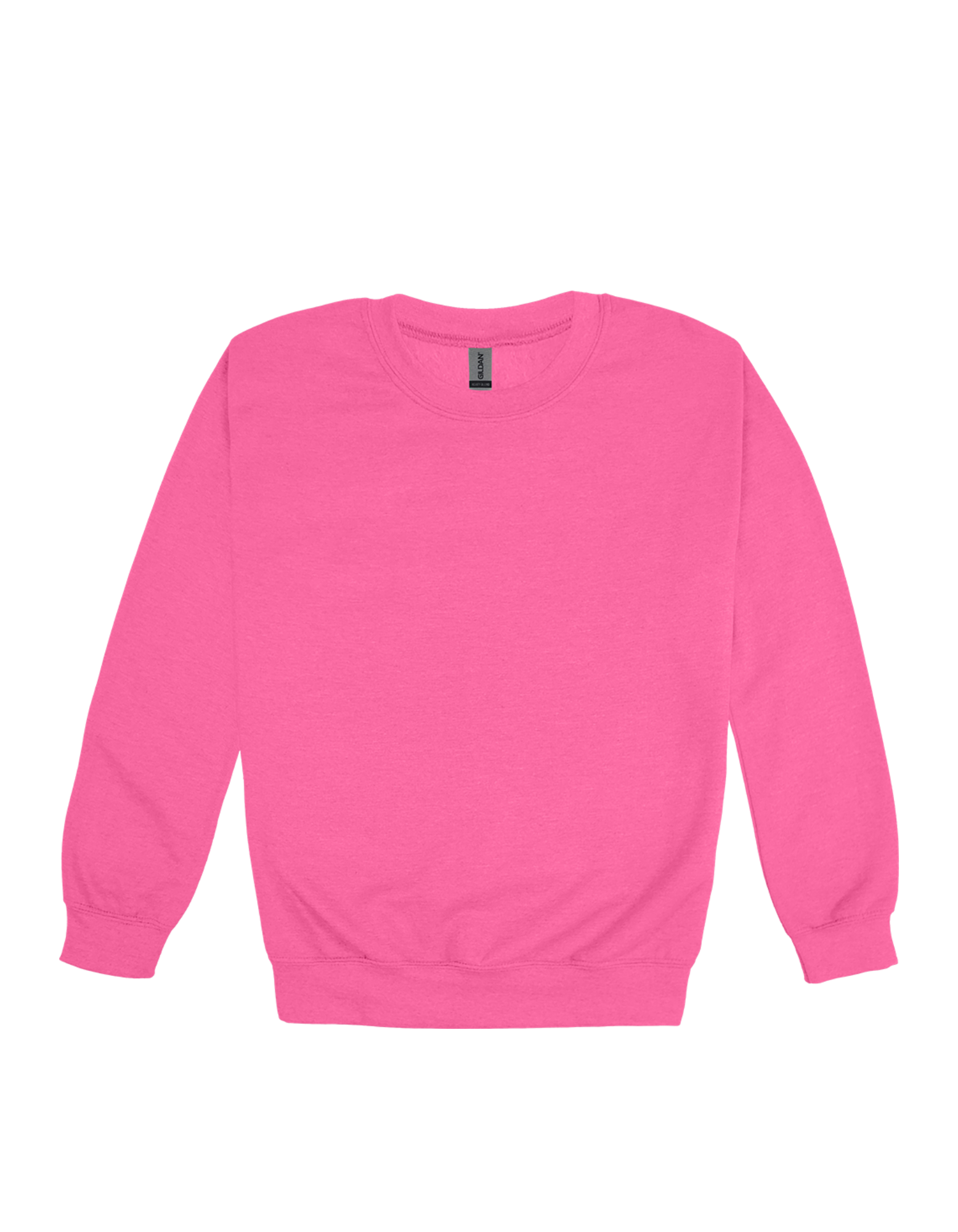 Custom adult Gildan crewneck sweatshirt in Safety Pink