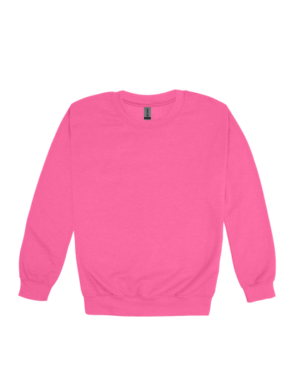Custom adult Gildan crewneck sweatshirt in Safety Pink