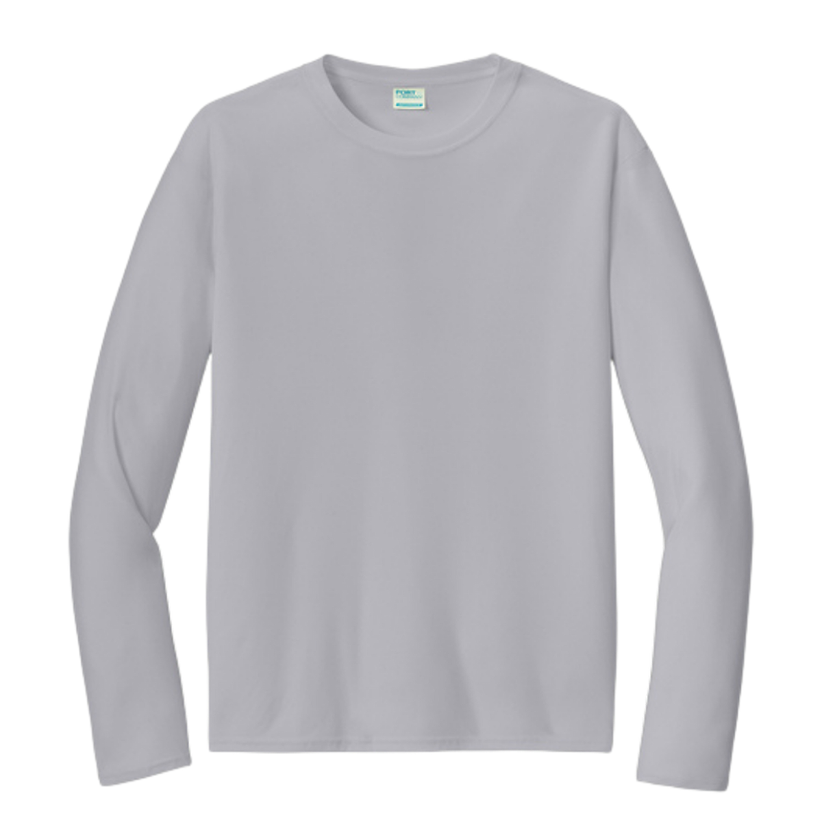 Custom adult Port & Company performance long-sleeve shirt in Silver