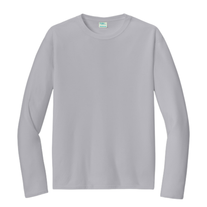 Custom adult Port & Company performance long-sleeve shirt in Silver
