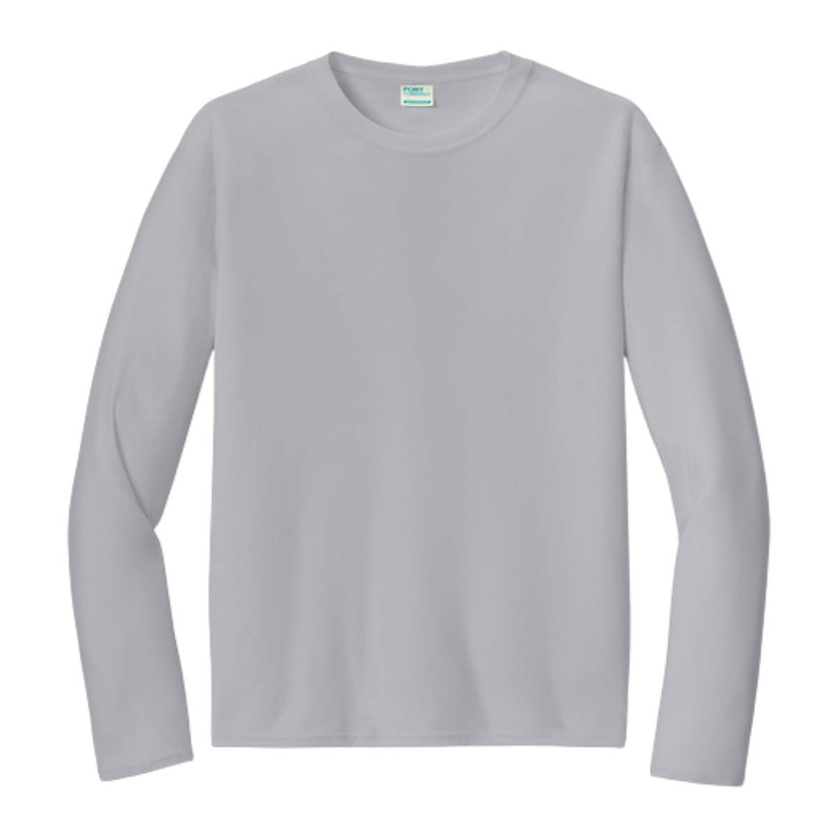 Custom youth Port & Company performance long-sleeve shirt in Silver