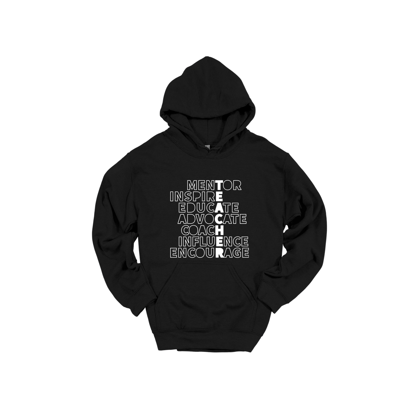 Teacher Mentor design shown on Black adult Gildan hoodie.