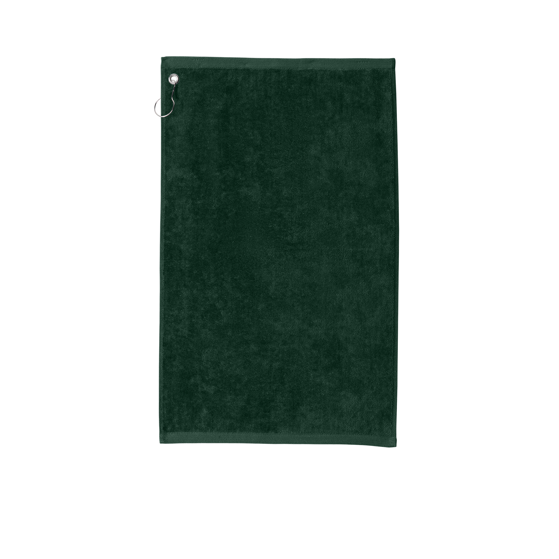 Custom Port Authority grommeted golf and fishing towel in Hunter, front view