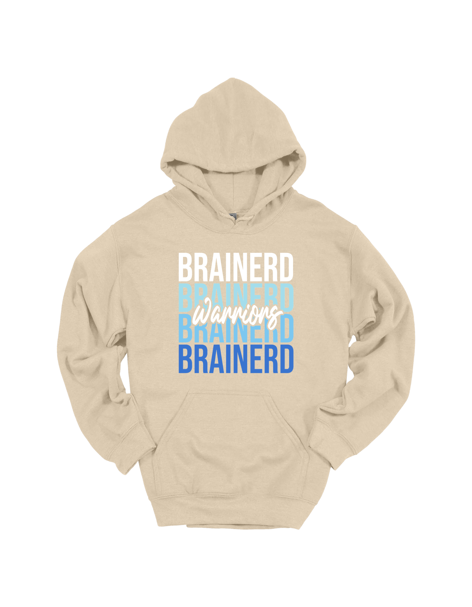 Brainerd Warriors stacked design on Tan hoodie