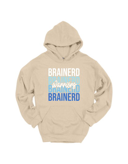 Brainerd Warriors stacked design on Tan hoodie