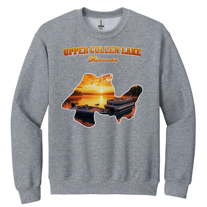 Upper Cullen Lake design on Heather Grey crewneck sweatshirt