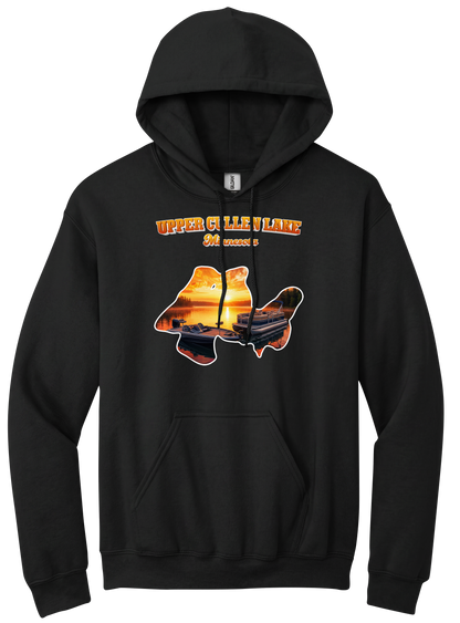 Upper Cullen Lake design on Black hoodie