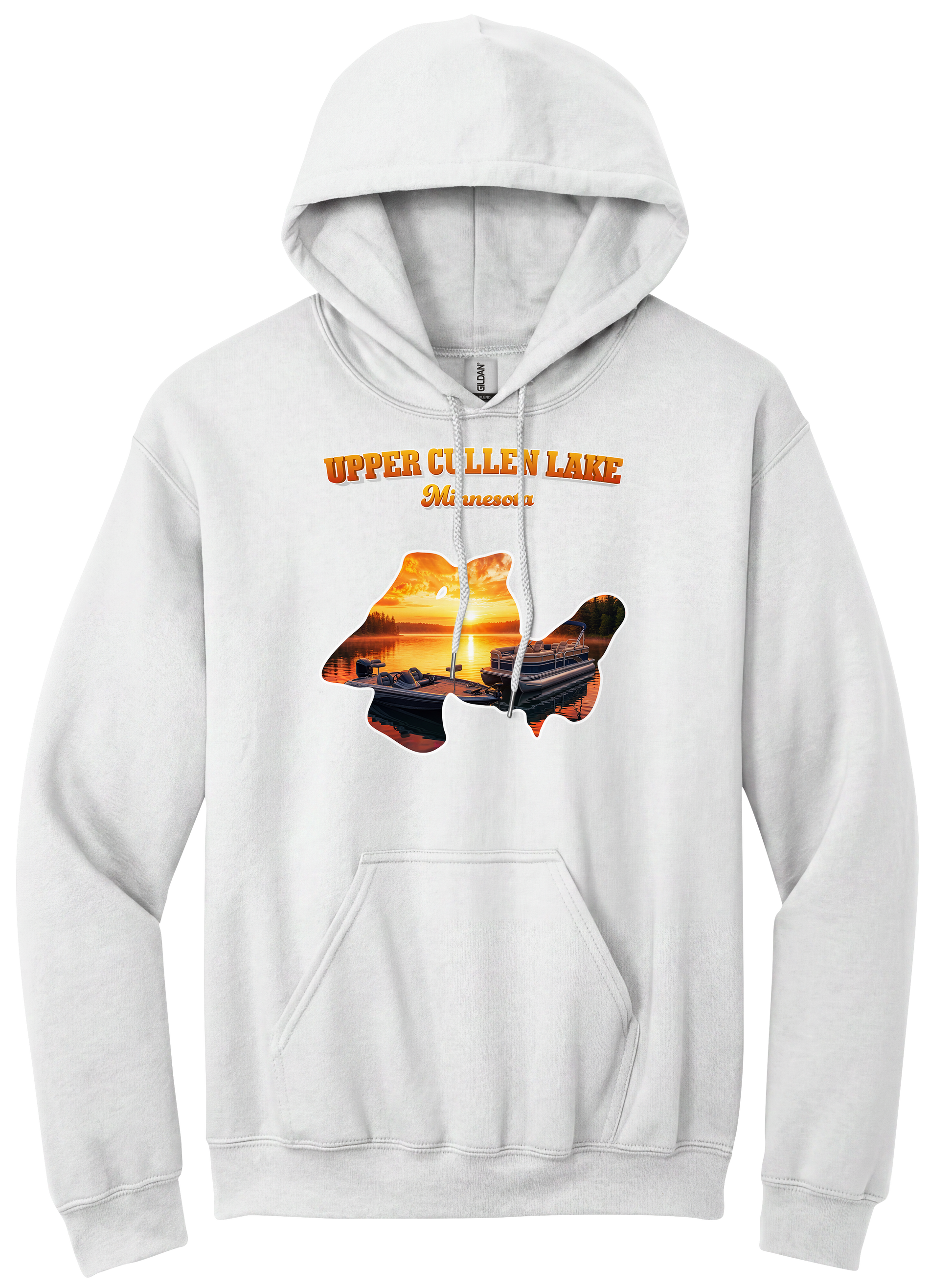 Upper Cullen Lake design on White hoodie