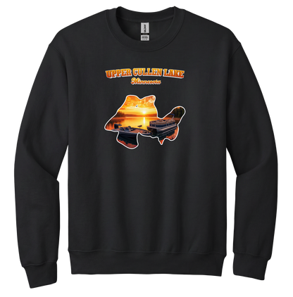 Upper Cullen Lake design on Black crewneck sweatshirt