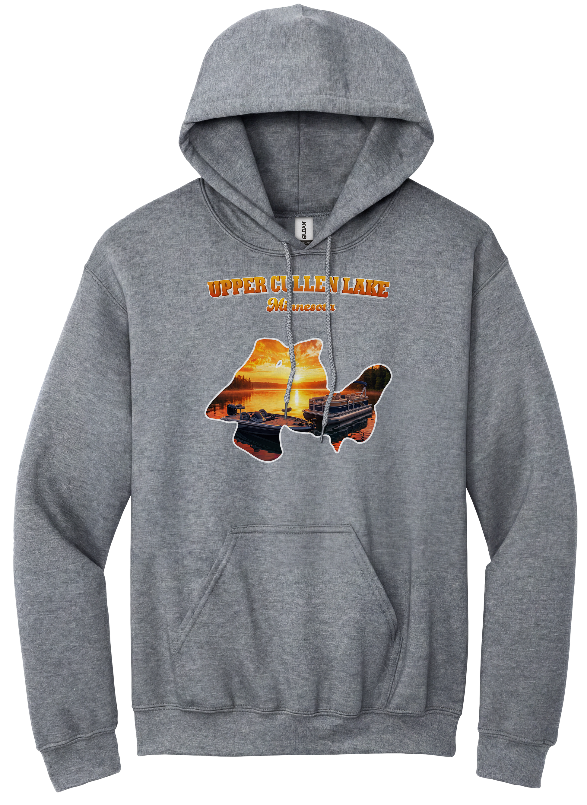 Upper Cullen Lake design on Heather Grey hoodie
