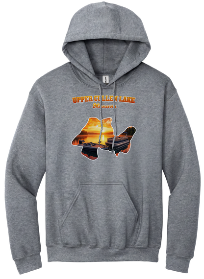 Upper Cullen Lake design on Heather Grey hoodie