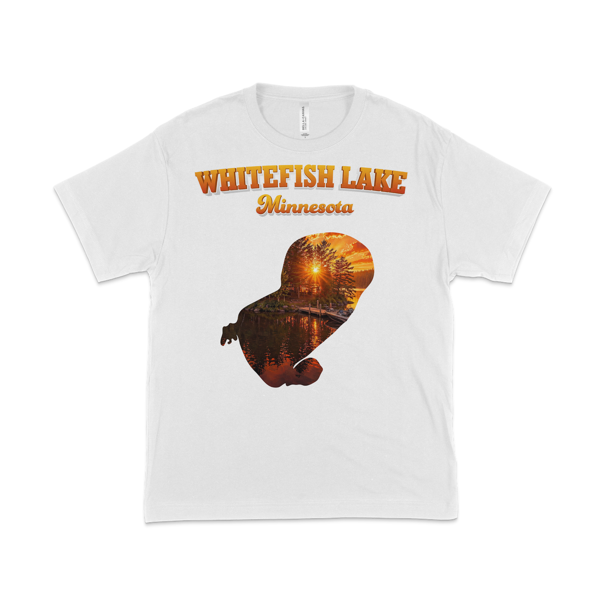 White Fish Lake design on White T-shirt