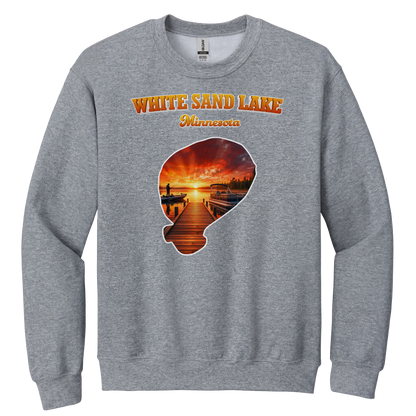 White Sand Lake design on Heather Grey crewneck sweatshirt