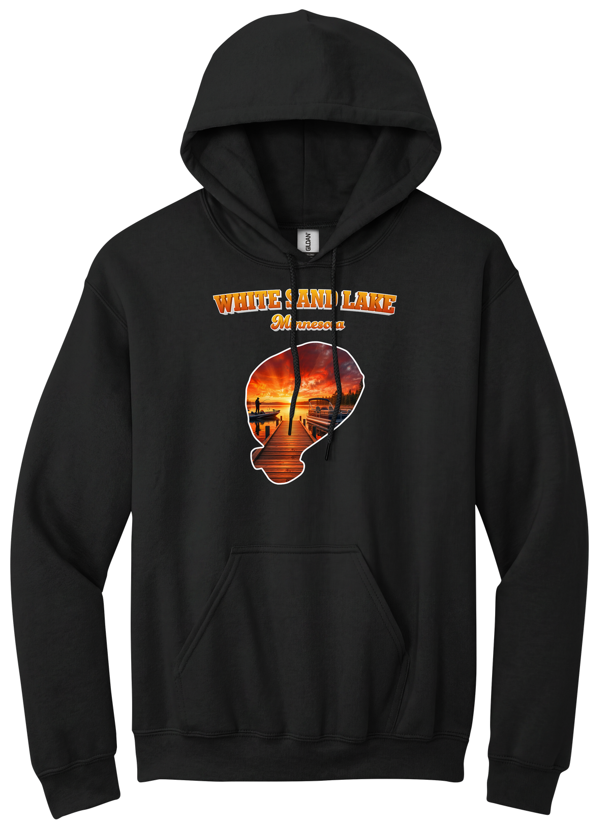 White Sand Lake design on Black hoodie