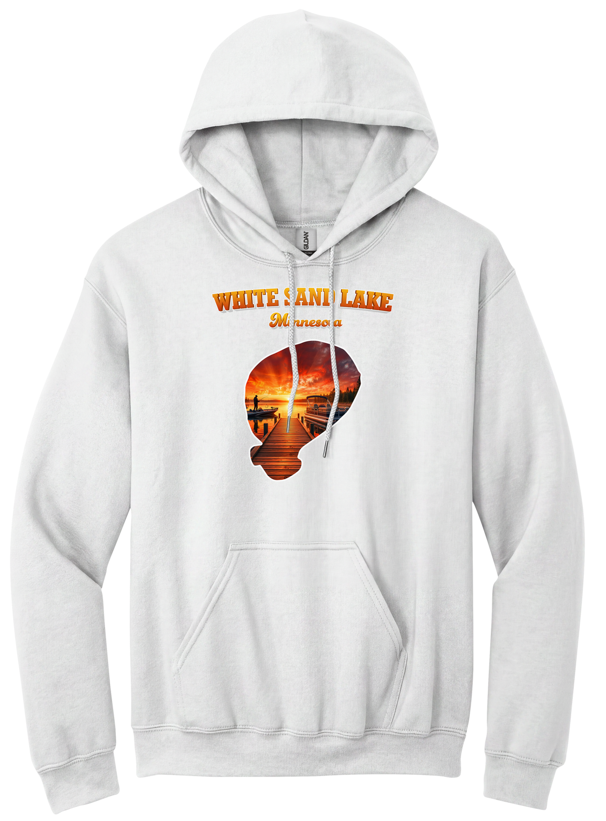 White Sand Lake design on White hoodie