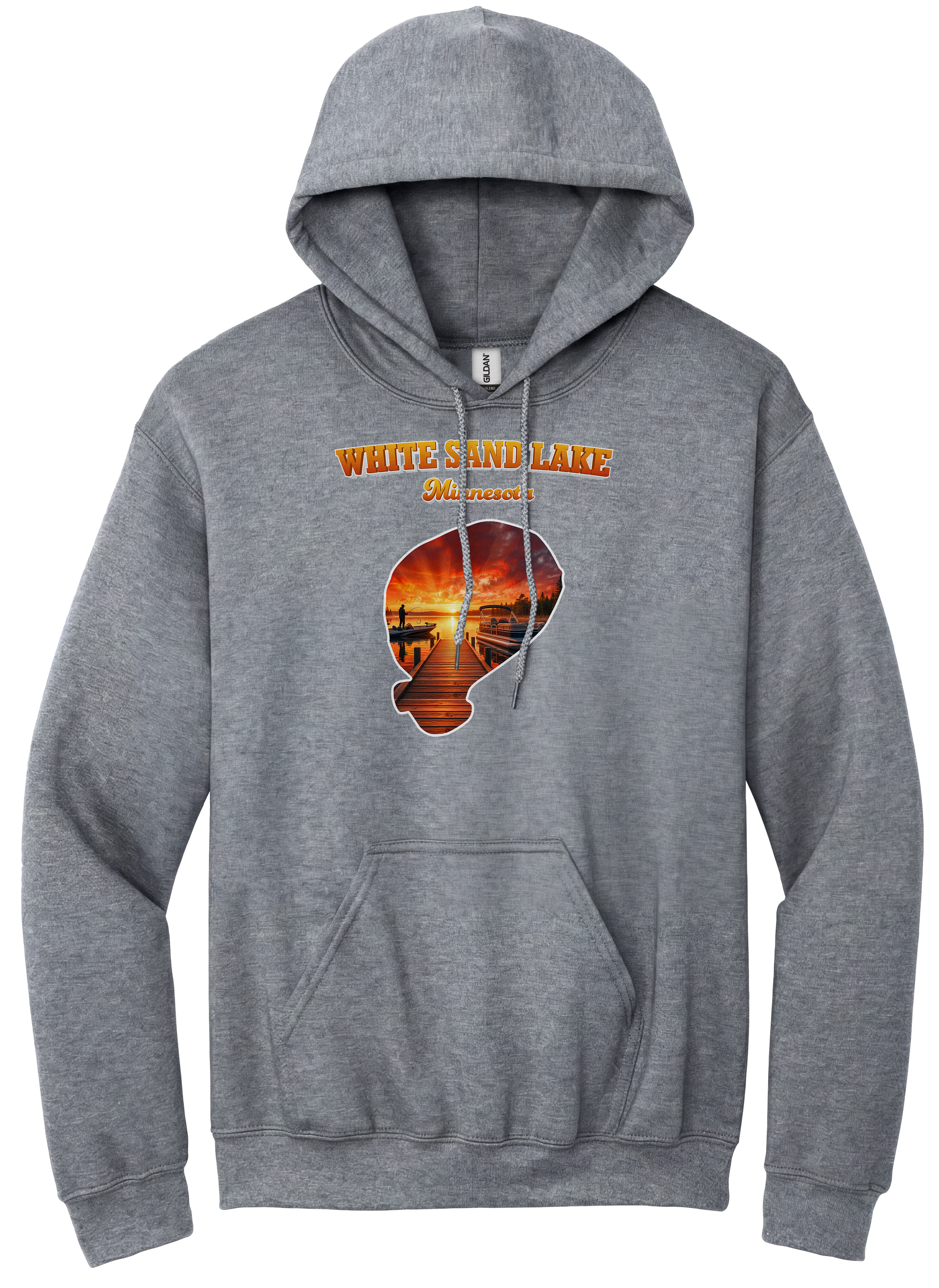 White Sand Lake design on Heather Grey hoodie