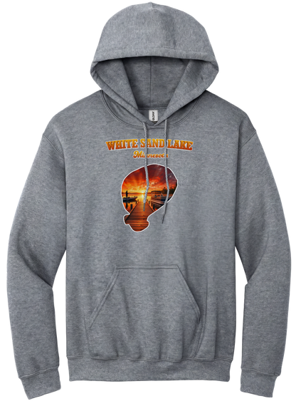White Sand Lake design on Heather Grey hoodie