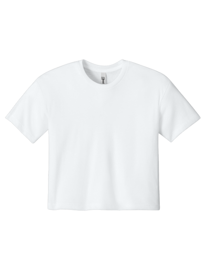 Custom women's Next Level crop T-shirt in White, front view