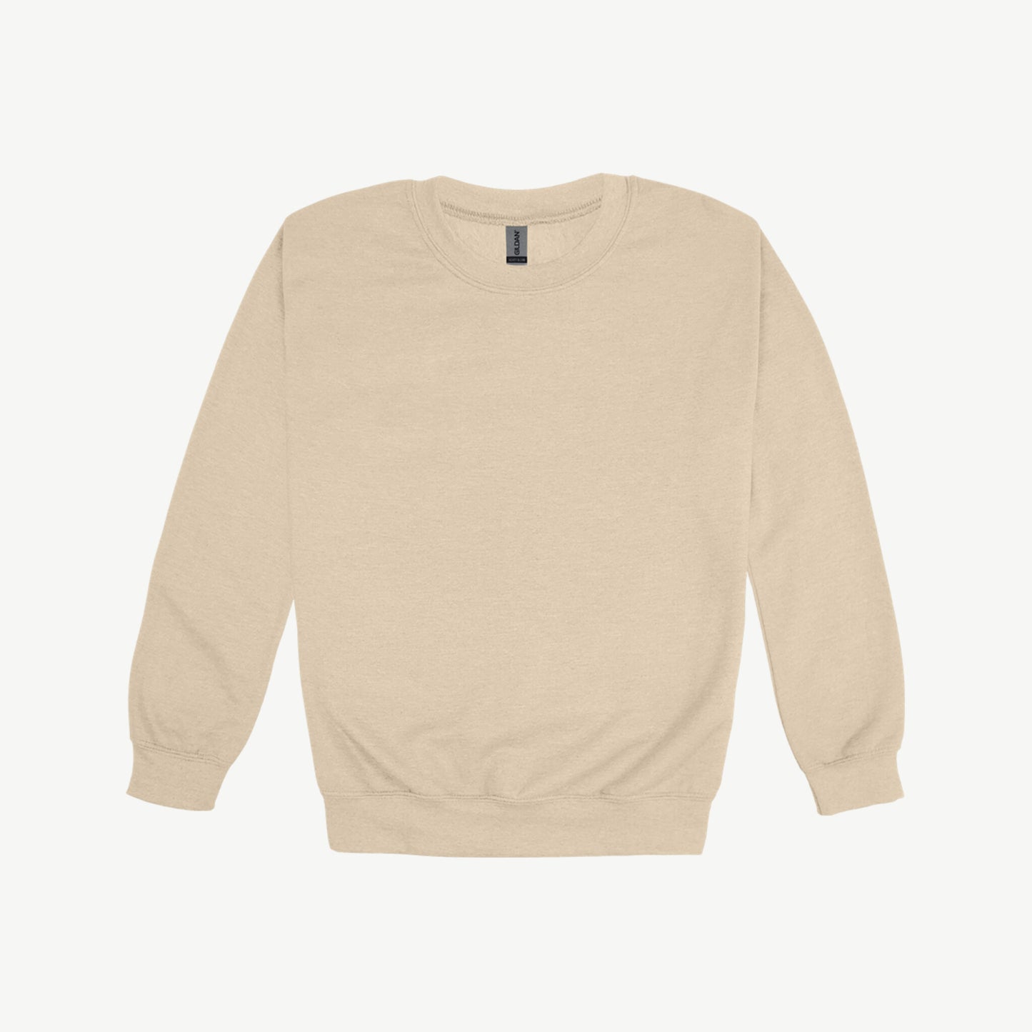 Custom adult Gildan crewneck sweatshirt in Sand
