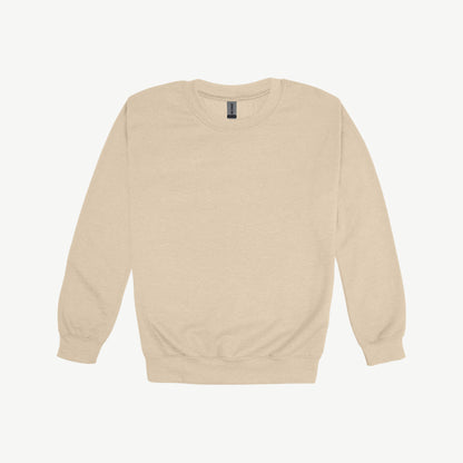 Custom adult Gildan crewneck sweatshirt in Sand