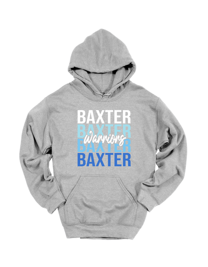 Baxter Warriors stacked design on Grey hoodie