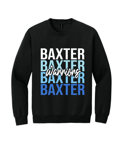 Baxter Warriors stacked design on Black T-shirt, alternate view 2