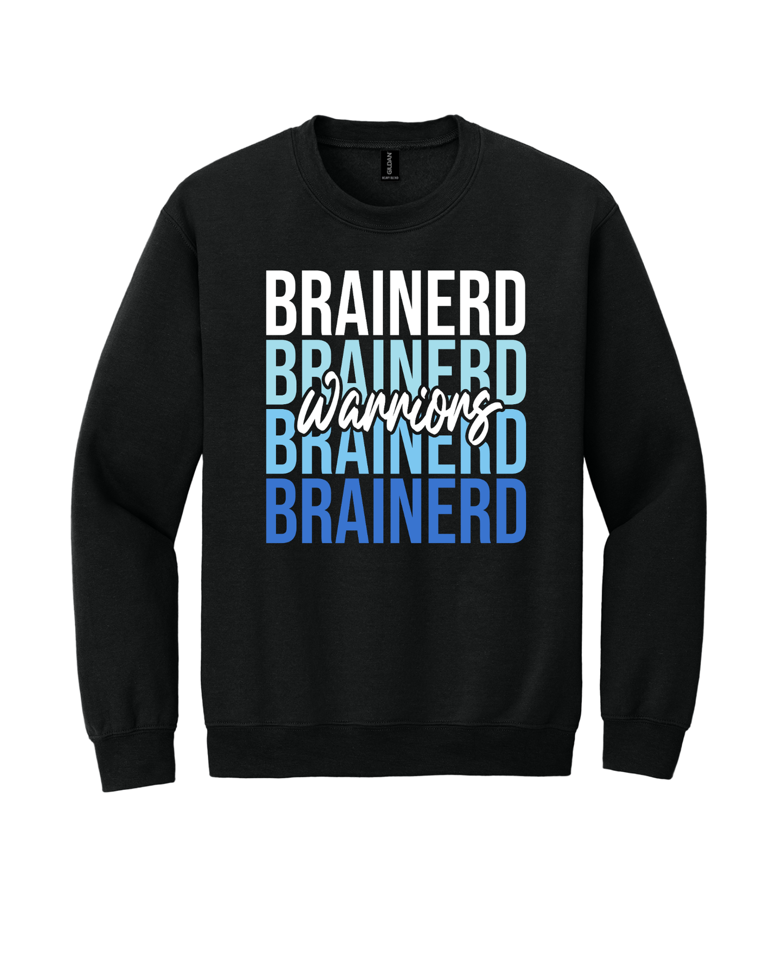 Brainerd Warriors stacked design on Black T-shirt, alternate view 2