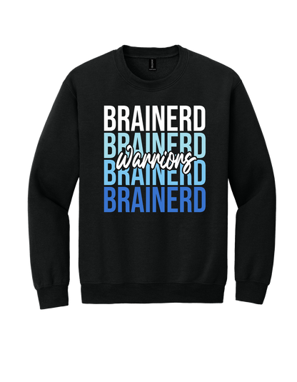Brainerd Warriors stacked design on Black T-shirt, alternate view 2