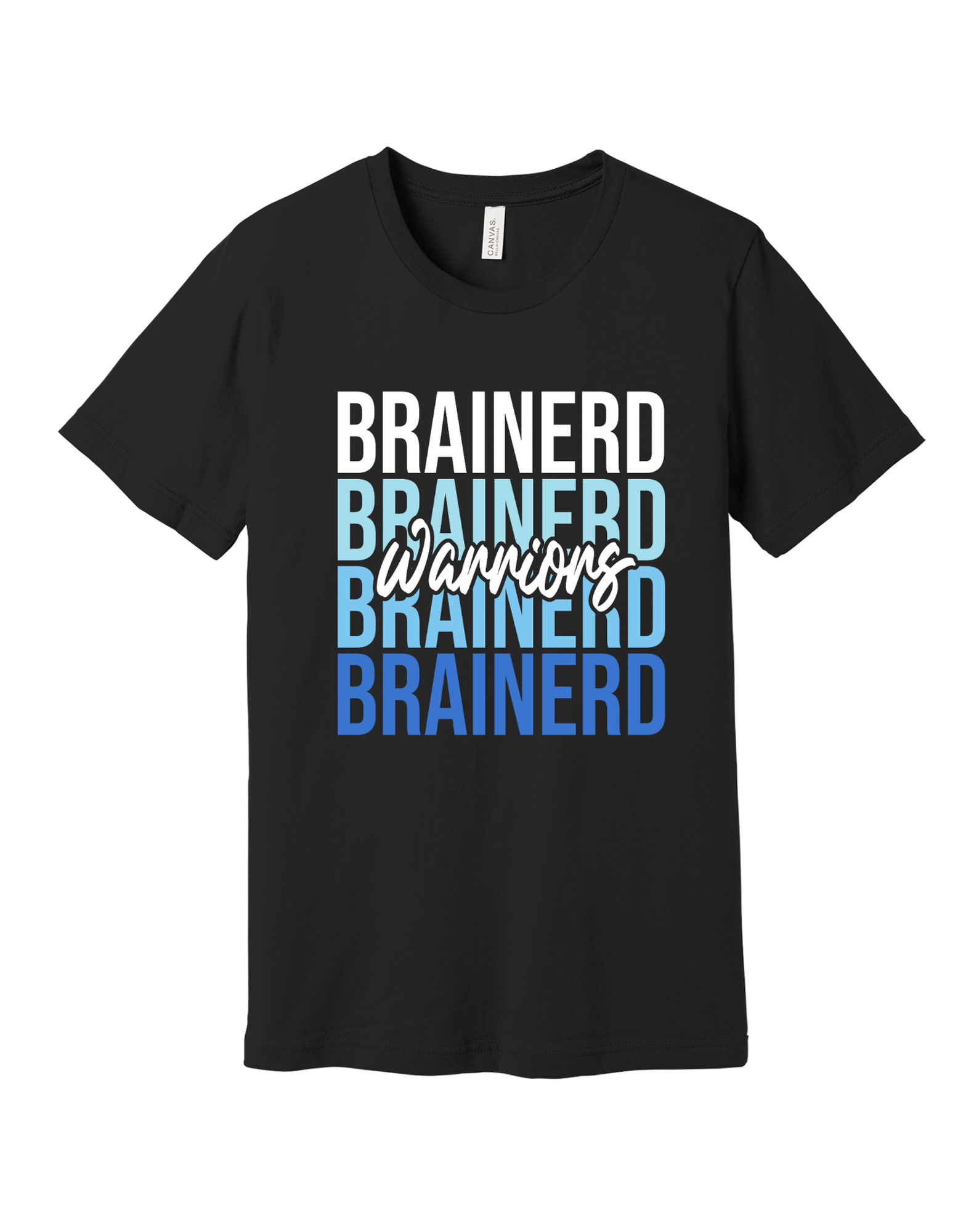 Brainerd Warriors stacked design on Black T-shirt