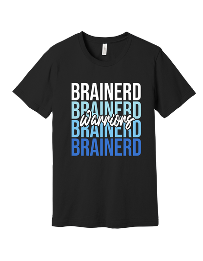 Brainerd Warriors stacked design on Black T-shirt
