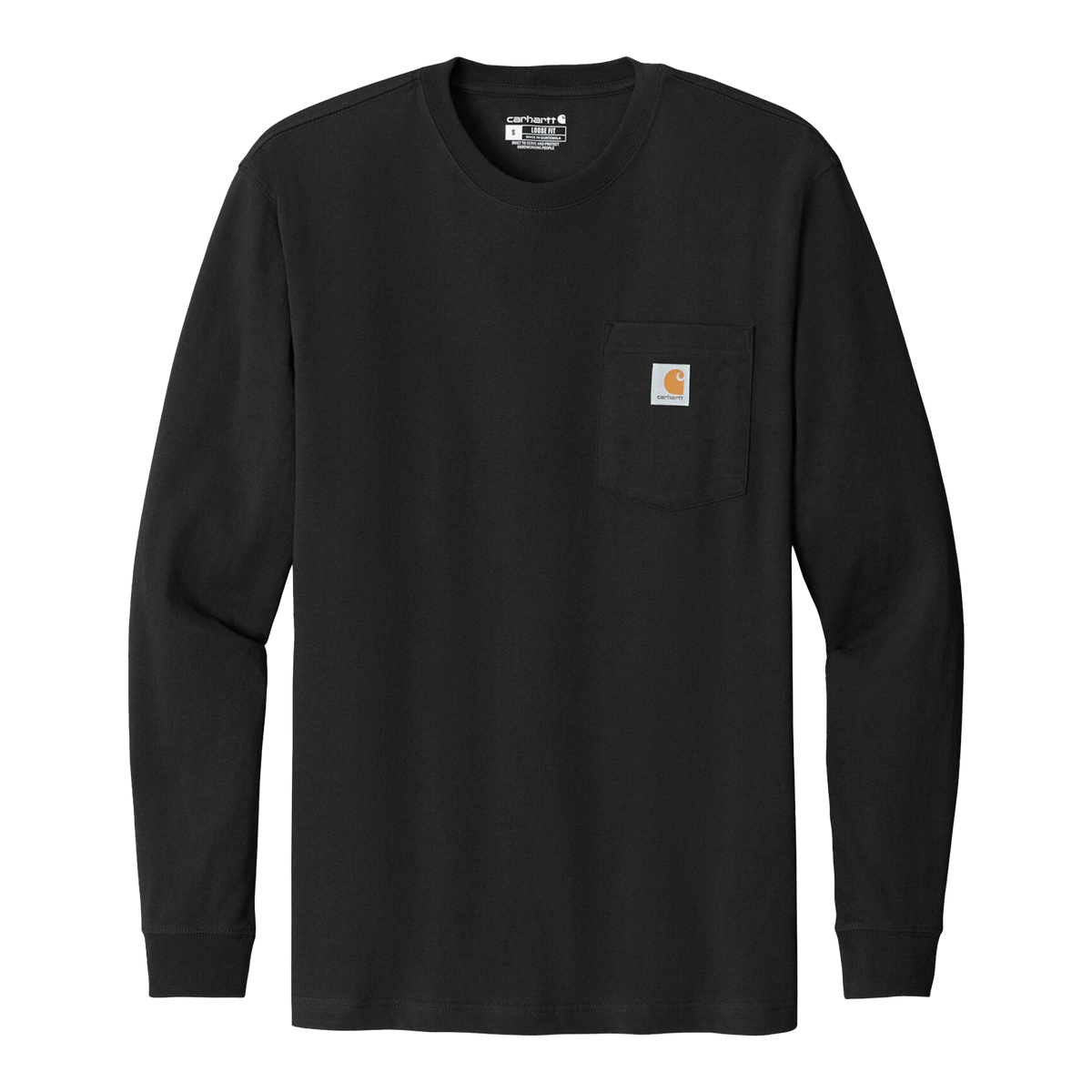 Custom Carhartt long-sleeve pocket work shirt in Black