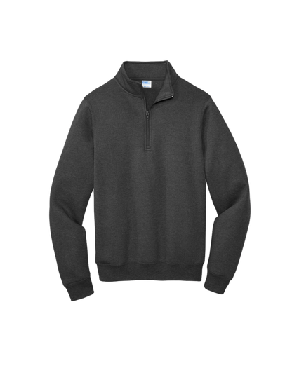 Custom Port & Company core fleece quarter-zip in Heather Dark Grey