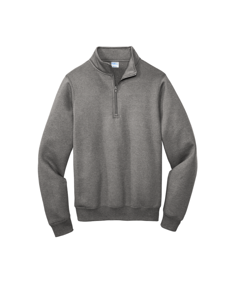 Custom Port & Company core fleece quarter-zip in Graphite Heather